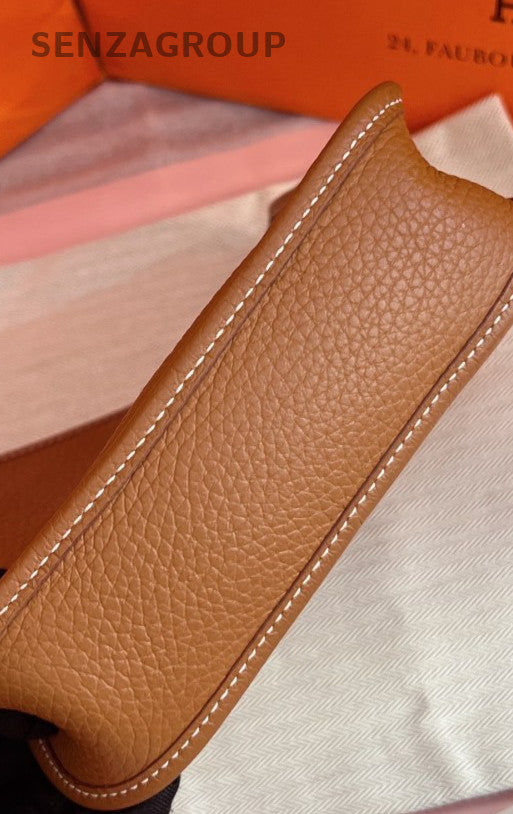HERMES Evelyne TPM Mini Shoulder Bag Crossbody Brown Gold Used Women Classic