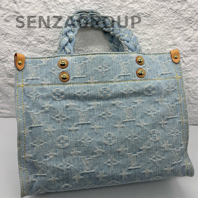 Louis Vuitton Let Go MM Denim Tote Blue Crossbody Bag Women
