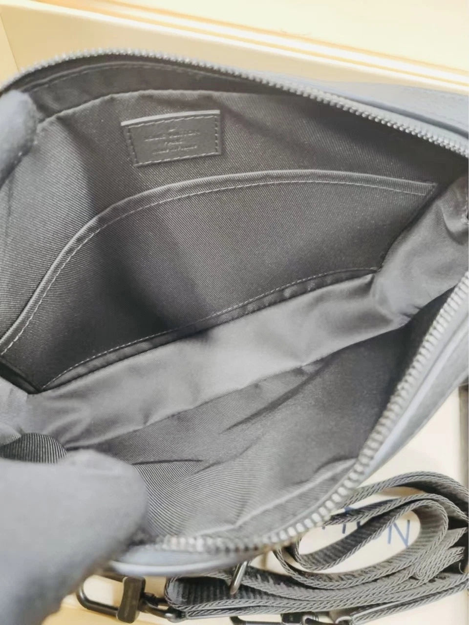 Louis Vuitton Black Trio Embossed Leather Crossbody Messenger Bag For Unisex