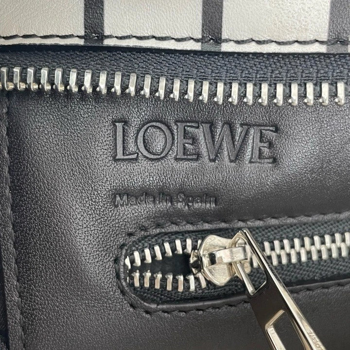 Loewe Canvas Women's Black White Stripe Vertical Tote Shopping Bag