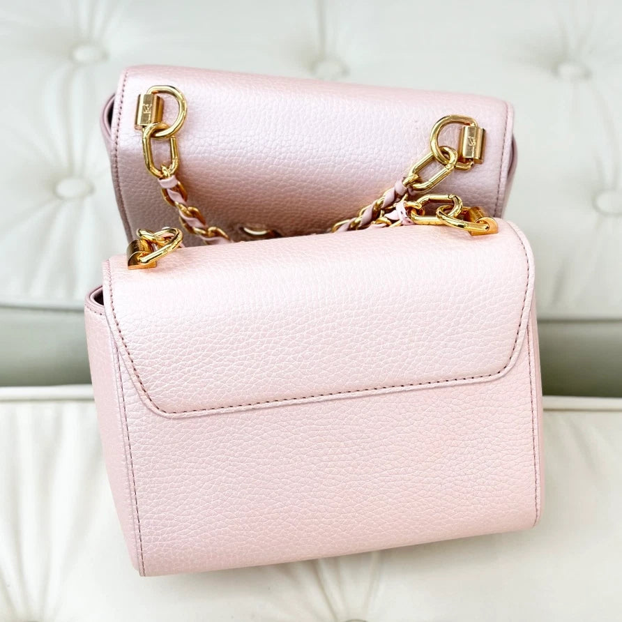 Louis Vuitton Twist PM Calfskin Top Handle Crossbody Bag Pink Gold Women S