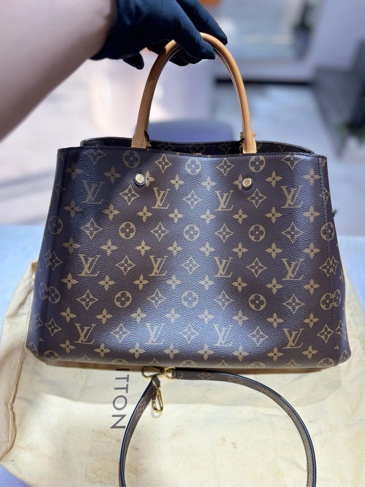 Louis Vuitton Monogram Large Montaigne Shoulder Handbag For Women