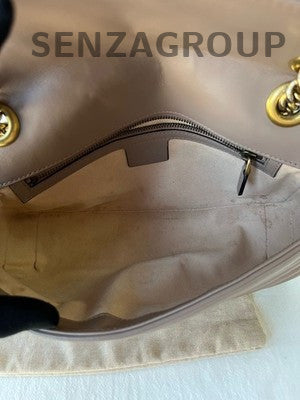 Gucci Marmont 26 Chain Shoulder Crossbody Bag Brown Gold Hardware