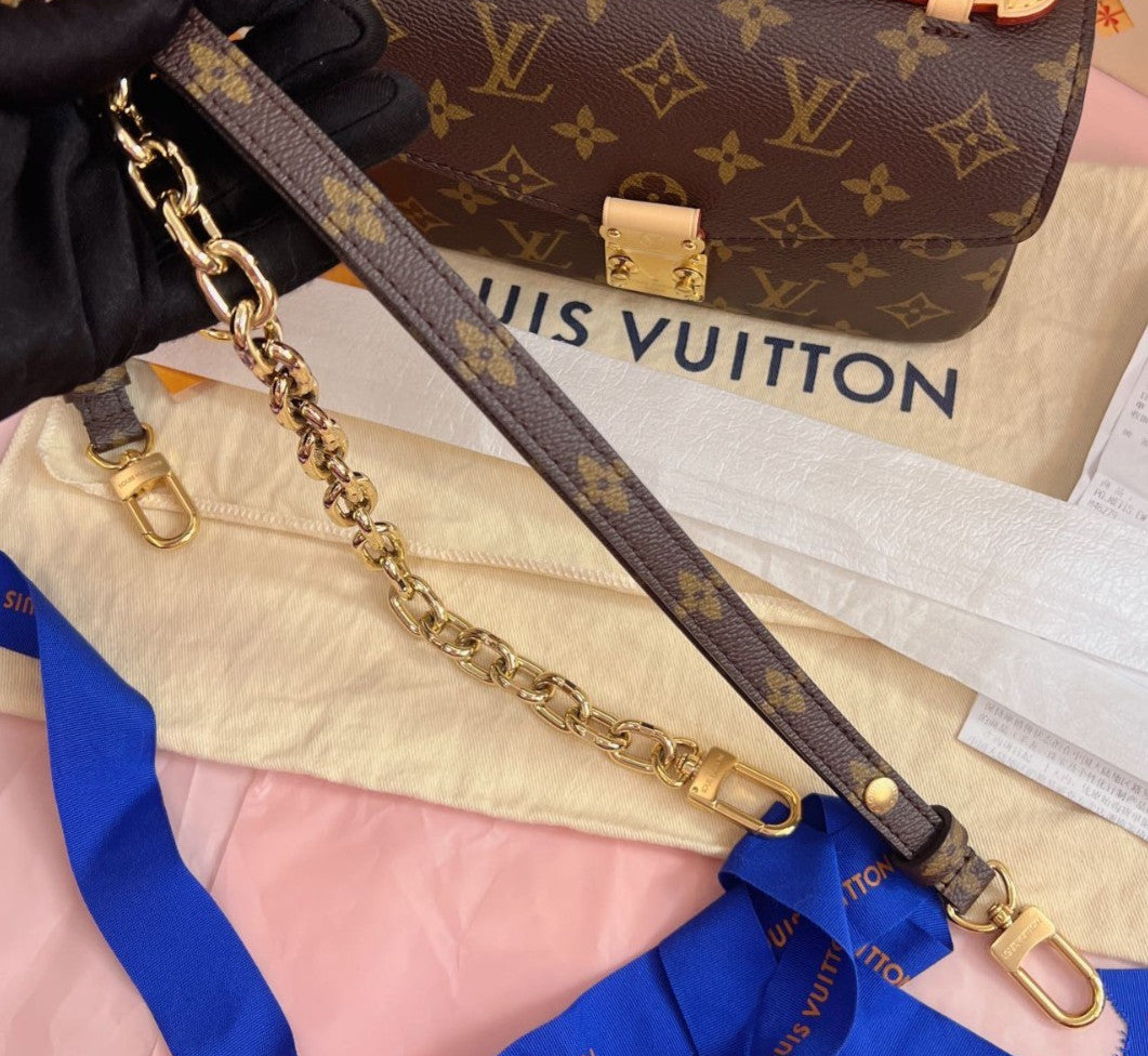 Louis Vuitton Pochette Metis Mini Monogram Chain Shoulder Bag Brown Gold Women