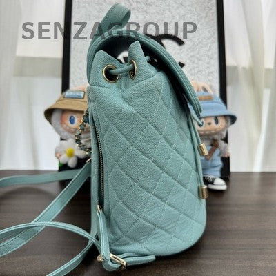 Chanel Vanity Case Blue Silver Calfskin Backpack Classic Fashion Women
