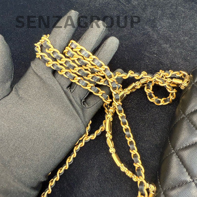 Chanel Black Gold Quilted Chain Shoulder Bag Crossbody Handbag