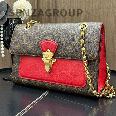 Louis Vuitton Victoria Monogram Red Chain Crossbody Bag Women