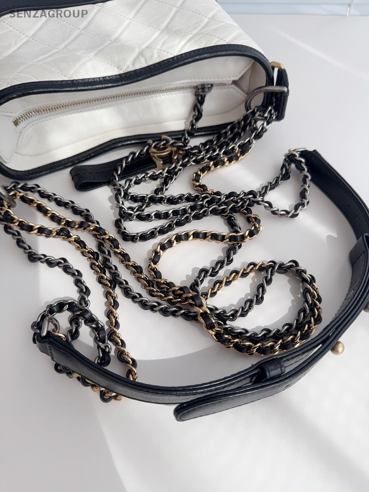 CHANEL Gabrielle PM Chain Strap Shoulder bag Women Black White