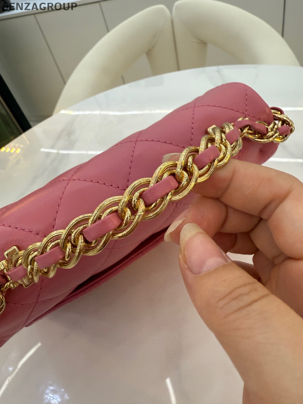 Chanel Quilted Mini Flap Bag in Lambskin Pink Gold Hardware