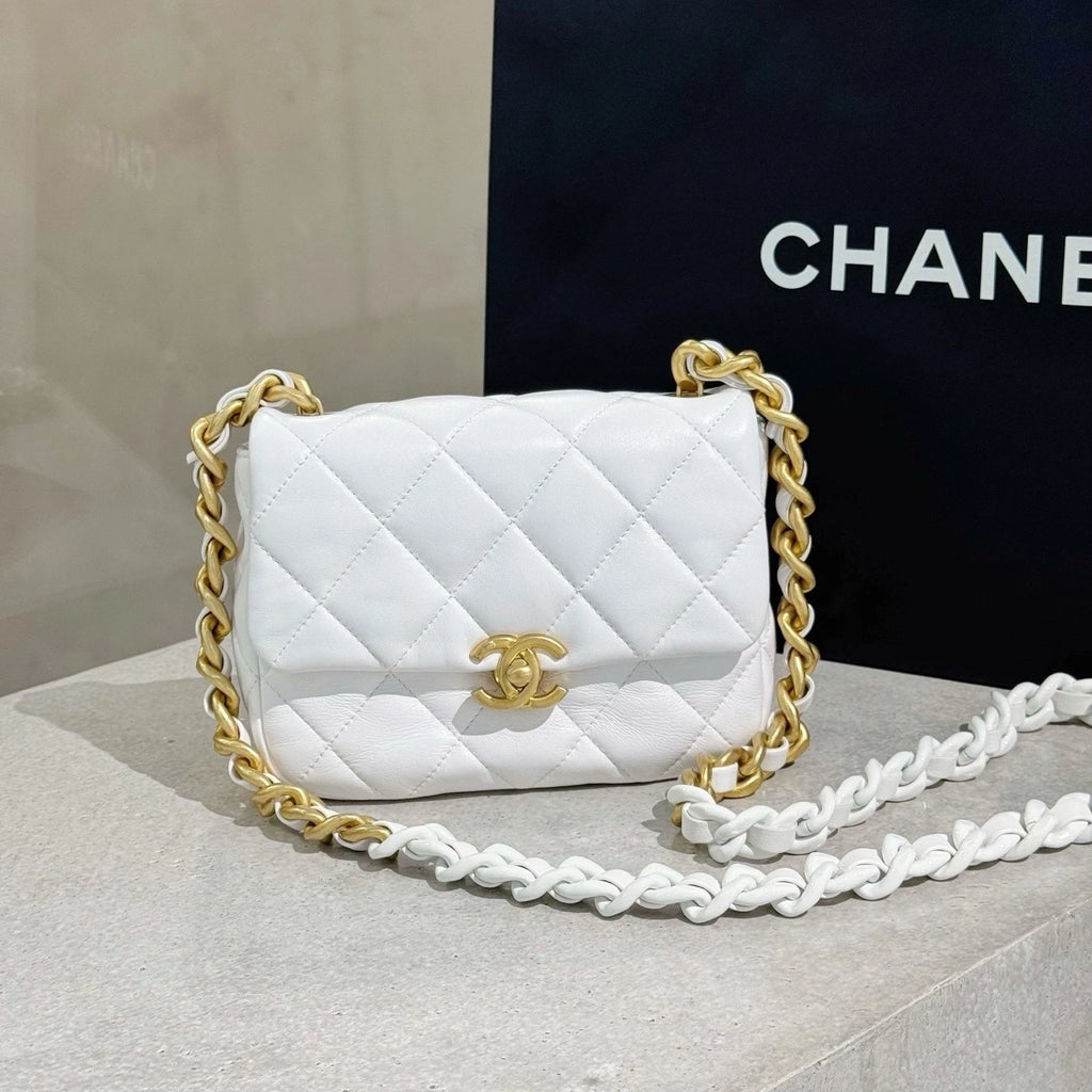 CHANEL White Mini Square Crossbody Bag For Women