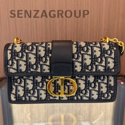 Dior Montaigne 30 Small Monogram Chain Shoulder Crossbody Bag Black Gold