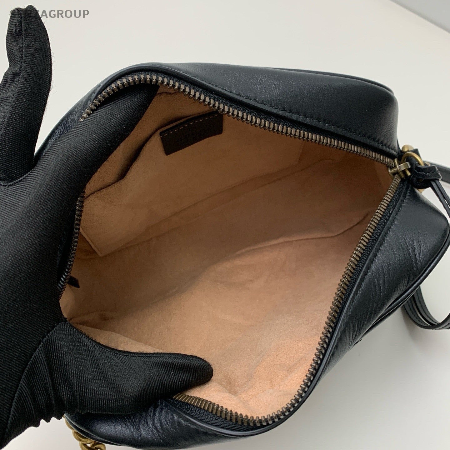 Gucci Marmont Calfskin Shoulder Bag Crossbody Black Gold Women Classic