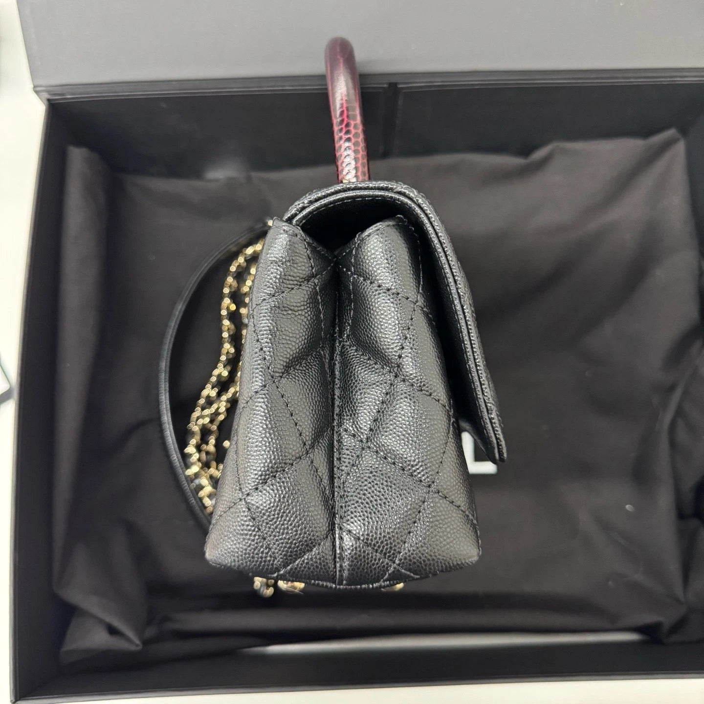 New CHANEL Coco Handle Mini Leather Top Handle Bag For Women