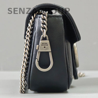 Gucci Marmont Mini Chain Shoulder Bag in Black Silver