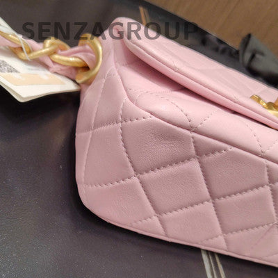 Chanel Quilted Pink Gold Chain Hobo Shoulder Bag - Classic & Fashionable