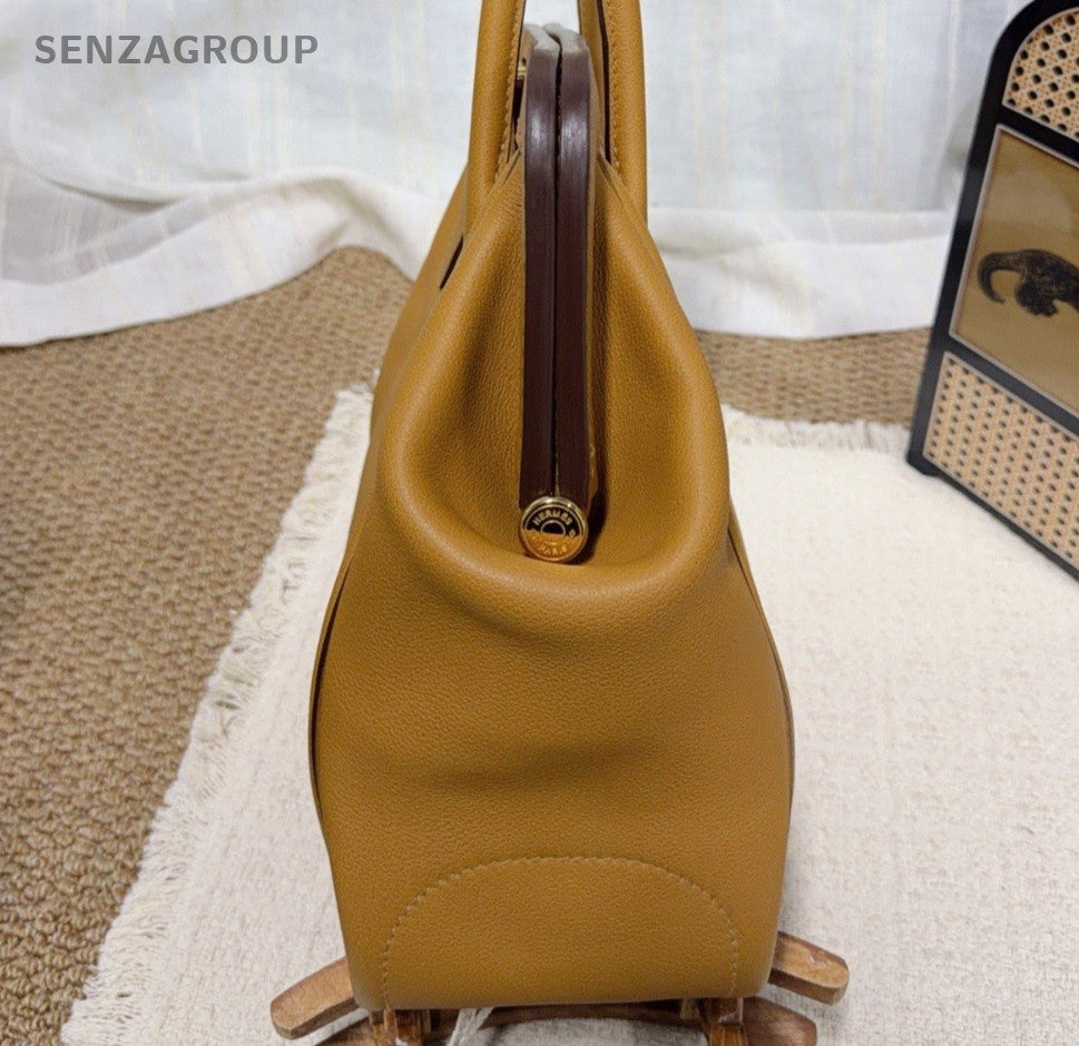 Hermes Convoyeur26 Top Handle Bag Brown Gold Used Women Classic