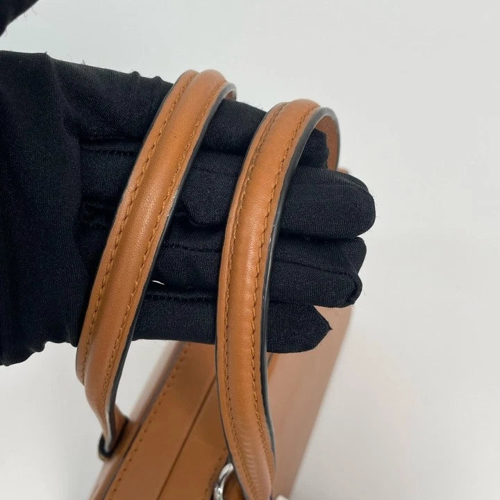 Loewe Women's Calfskin Postal Box Bag Caramel Brown