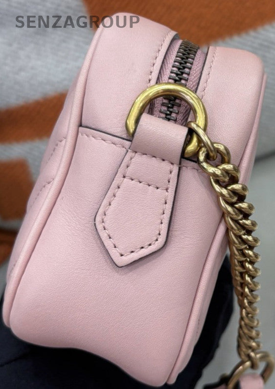 Gucci Marmont PM 2Way Shoulder Bag Crossbody Pink Gold Women Classic Designer