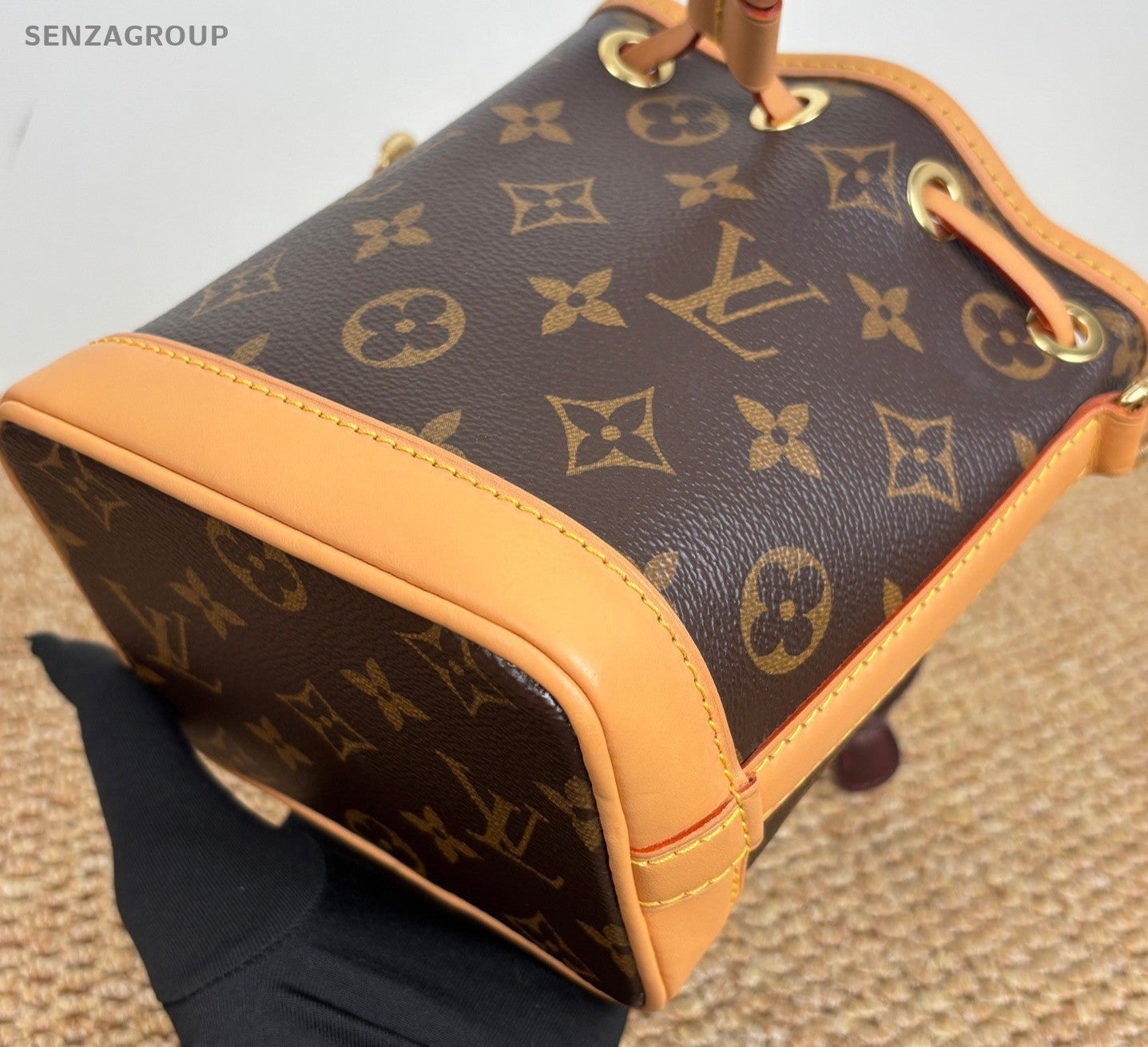 Louis Vuitton Nano Neo Monogram Bucket Crossbody Brown Gold Women Classic