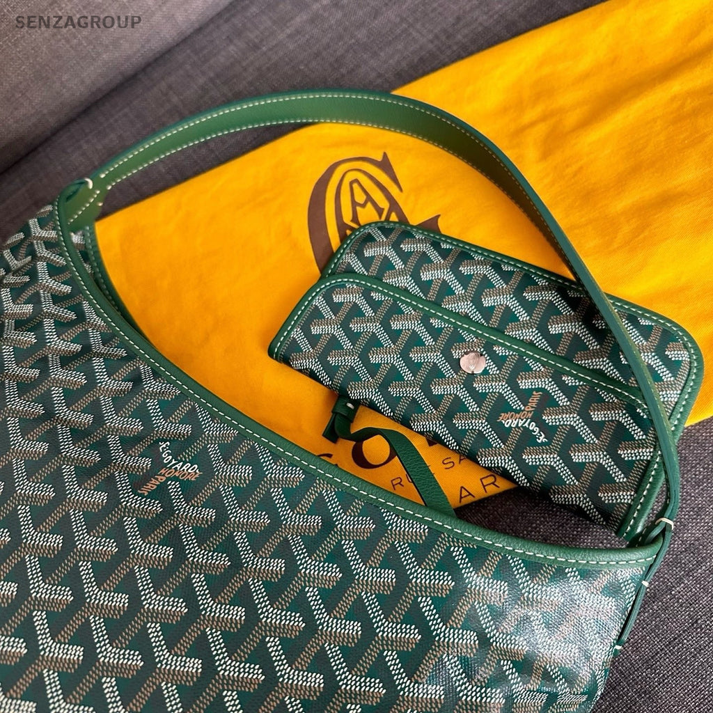 Goyard Hobo 2Way Top Handle Bag Shoulder Bag Green Silver Women Classic