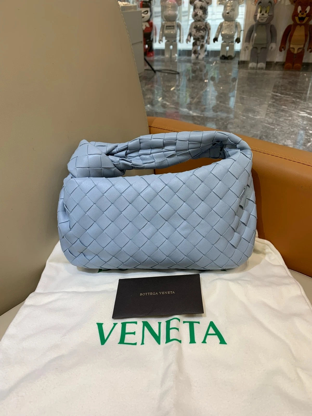 Bottega Veneta Jodie Mini Glacier Blue Leather Handbag For Women