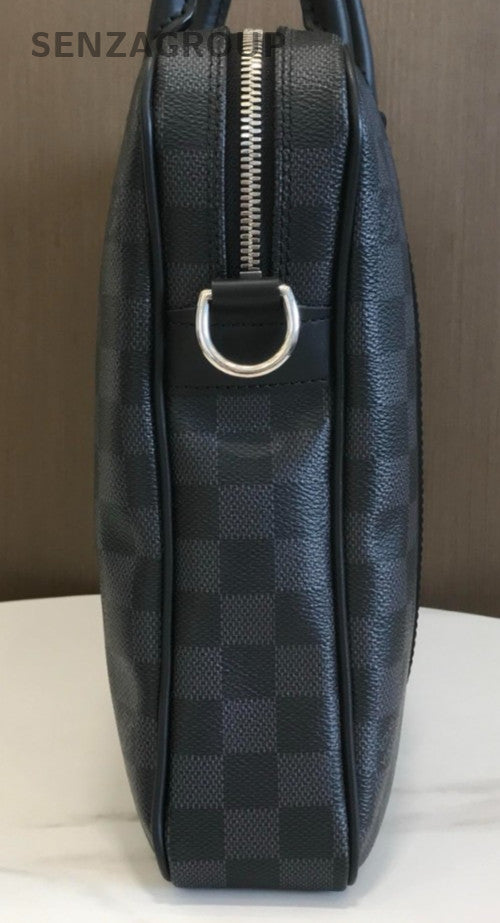 Louis Vuitton Chequerboard Satchel Hand Bag Black Silver Unisex Adults Classic