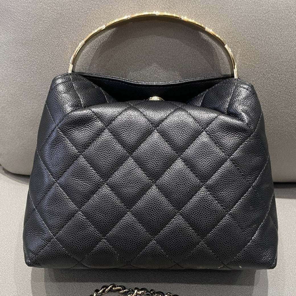 Chanel 25S Quilted Chain Shoulder Bag Black Gold - Fashion Women's Handbag
