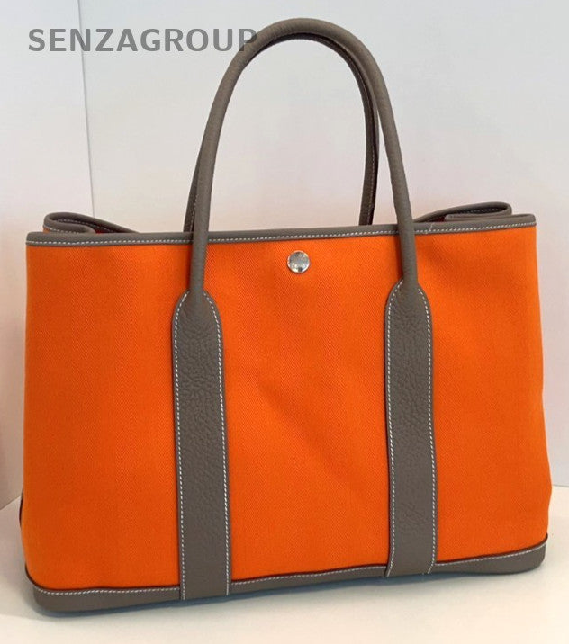 Hermes Gardenparty GP36 tote Handbag Almost Brand NEW Orange Elephant Grey