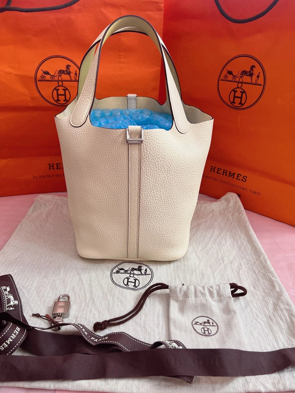 Hermès Picotin Lock 22 Cabas Picotin Bucket Bag Handbag Nata Cream White