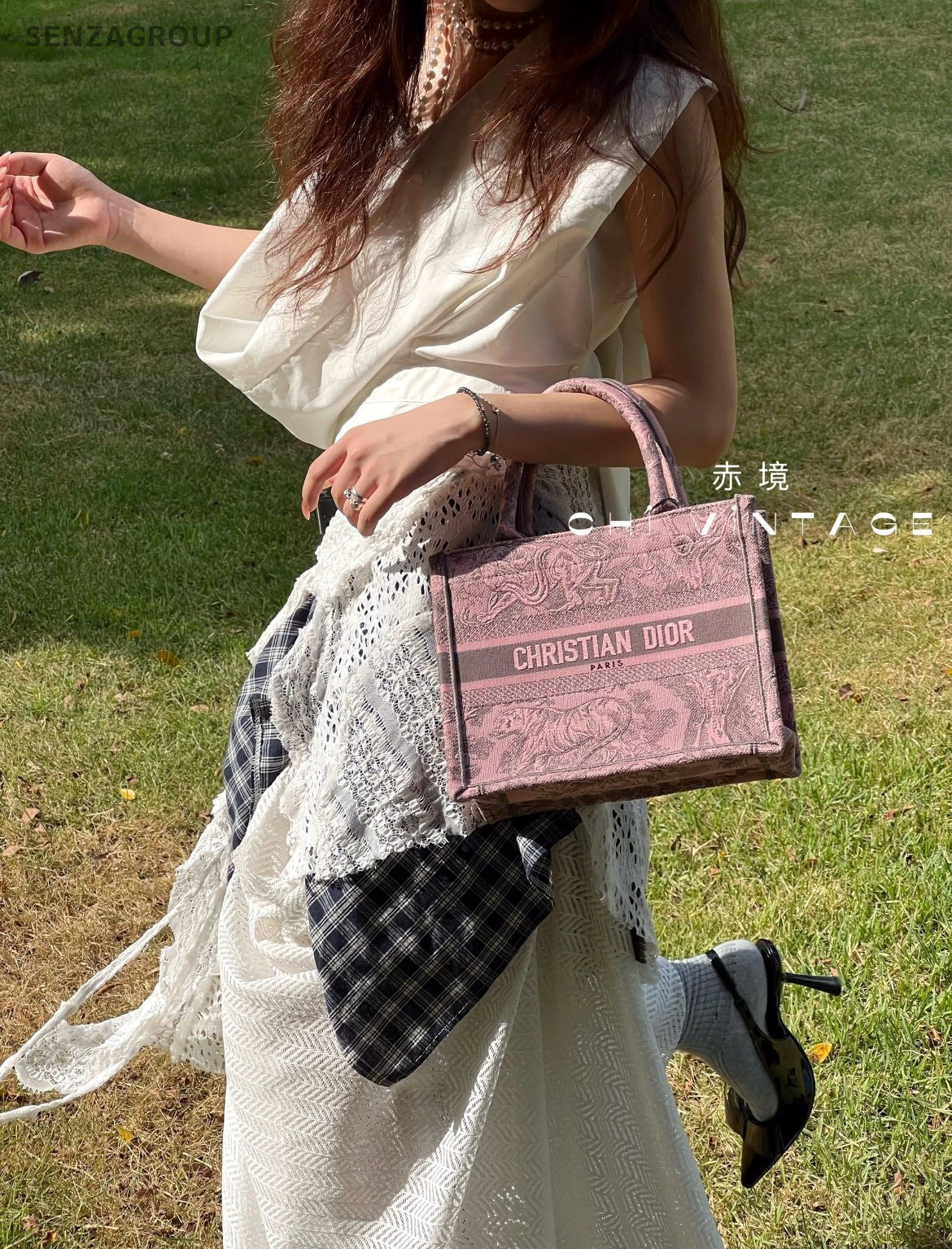 Christian Dior Book tote Zoo Embroidery Small Pink Handbag Almost Brand NEW