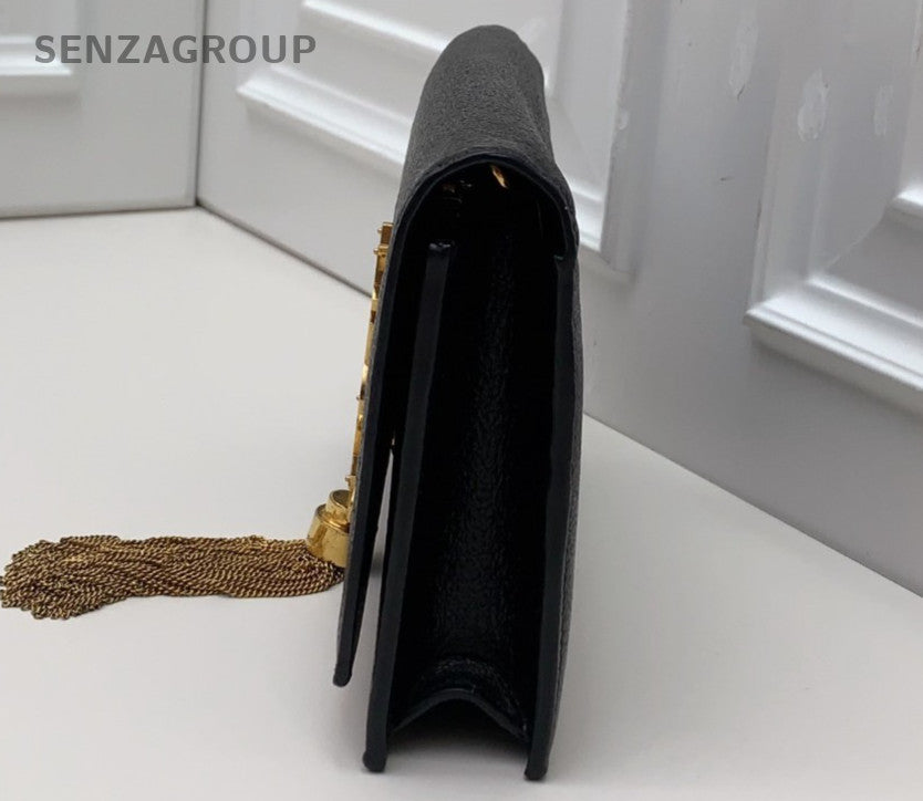 Saint Laurent Kate Chain Tassel Shoulder Bag Crossbody Black Gold Women Classic