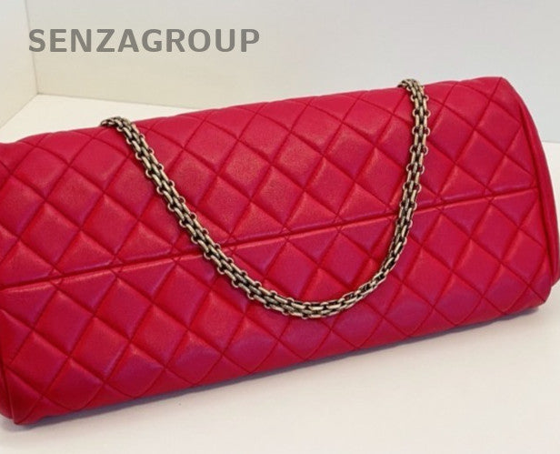 Chanel Vintage Chain Shoulder Bag Crossbody Red Gold Women Classic Designer
