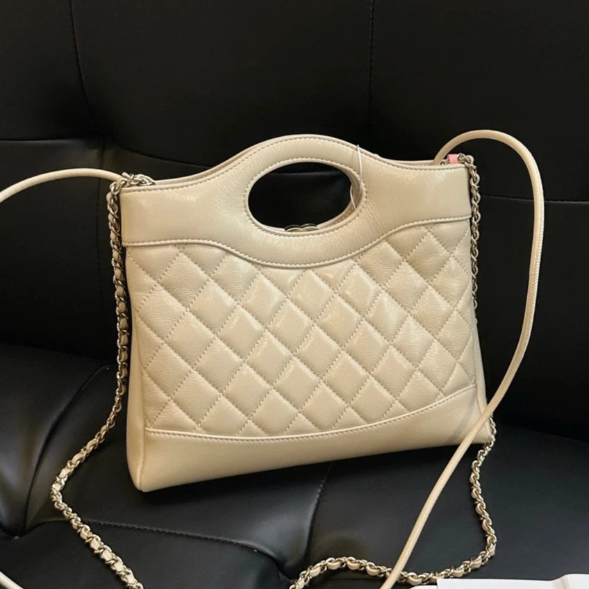 Chanel 31Bag Mini Chain Handbag Crossbody Beige Gold Women Diamond Classic