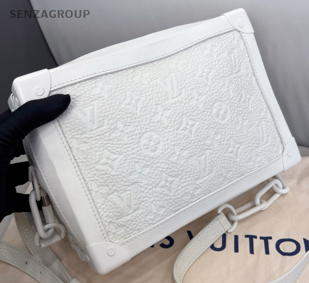 Louis Vuitton Soft Trunk Calfskin Shoulder Crossbody Box Bag White Women