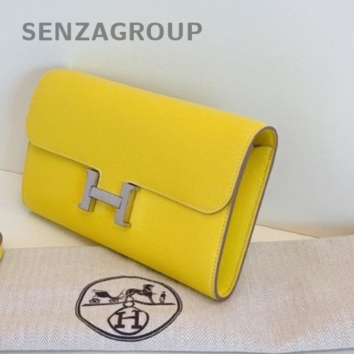 Hermes Constance To Go 2Way Shoulder Bag Crossbody Yellow Silver Women Designer