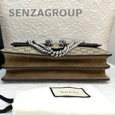 Gucci Dionysus Medium GG Supreme Shoulder Bag Brown Silver Hardware