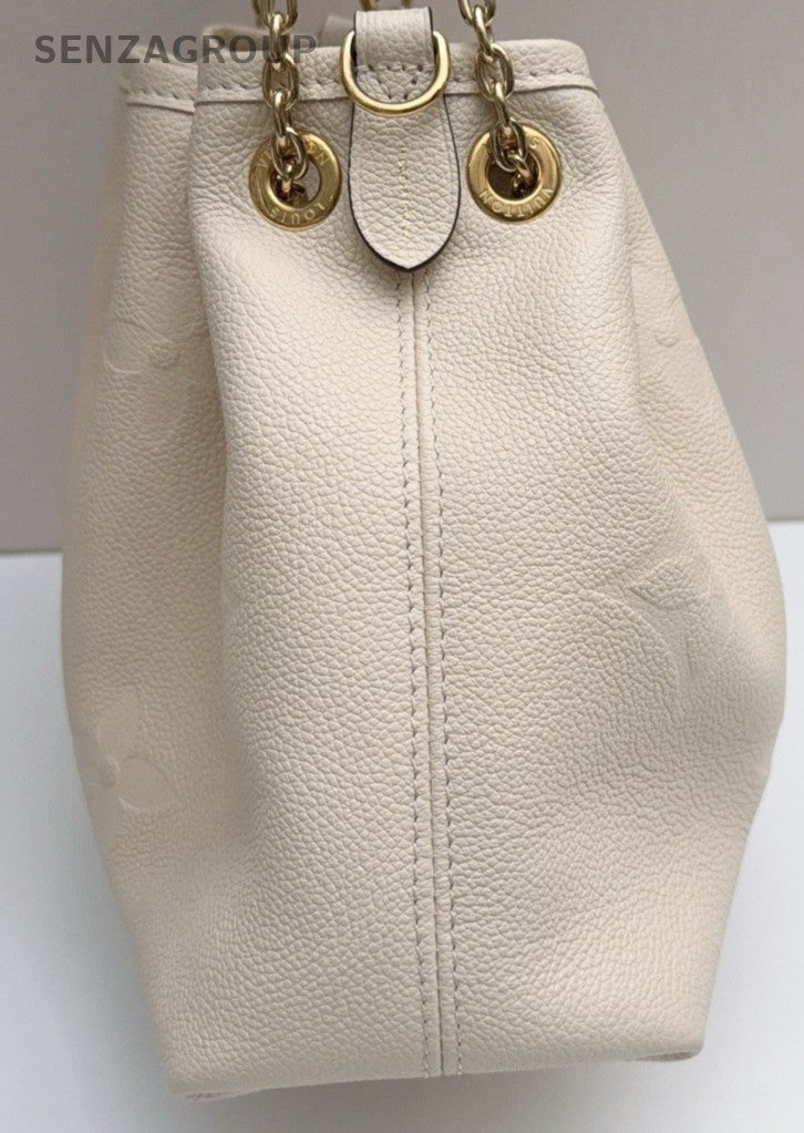 Louis Vuitton Calfskin Bucket Shoulder Bag Crossbody White Gold Women Classic