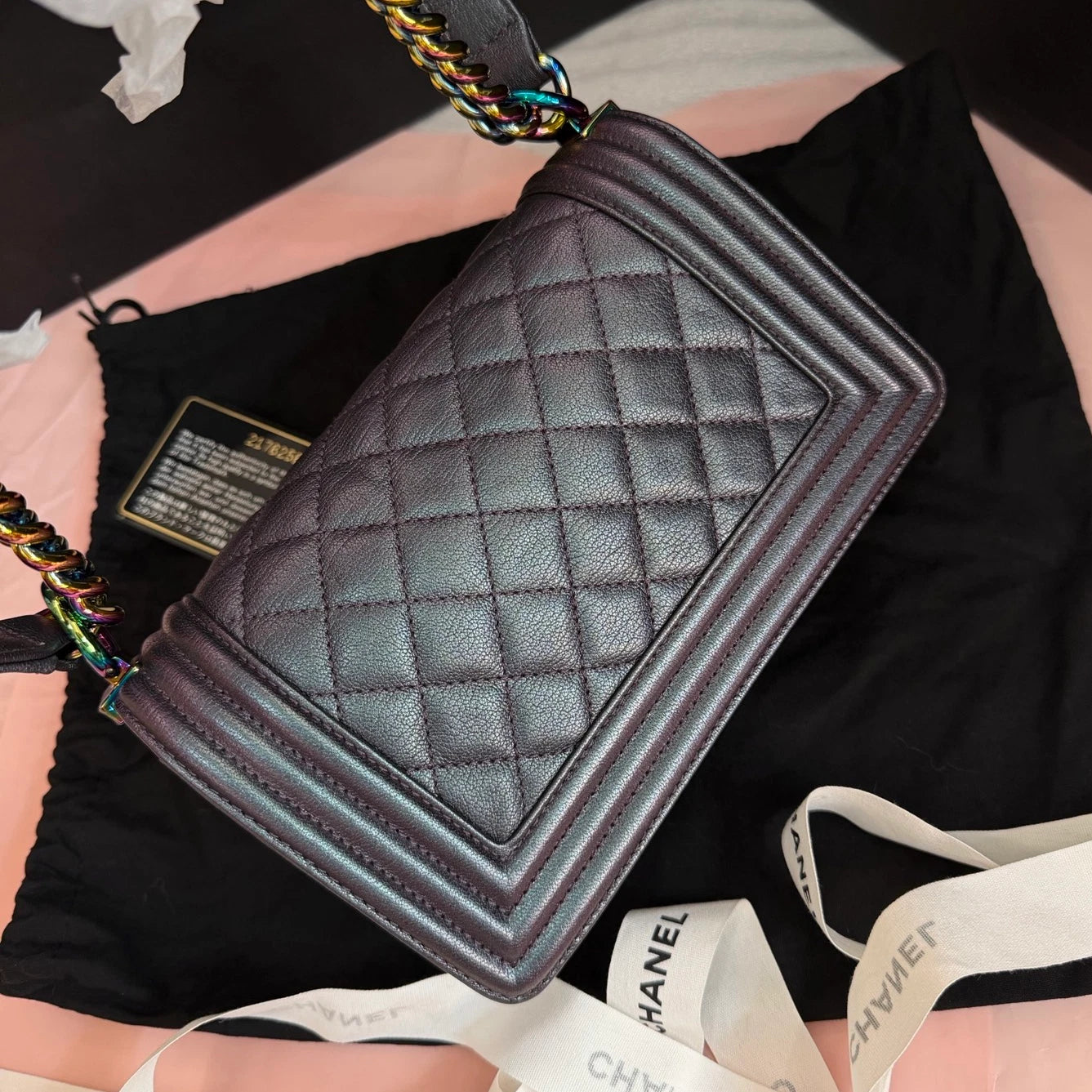 Chanel Leboy Iridescent Mermaid PM Shoulder Bag Black Women Classic Designer