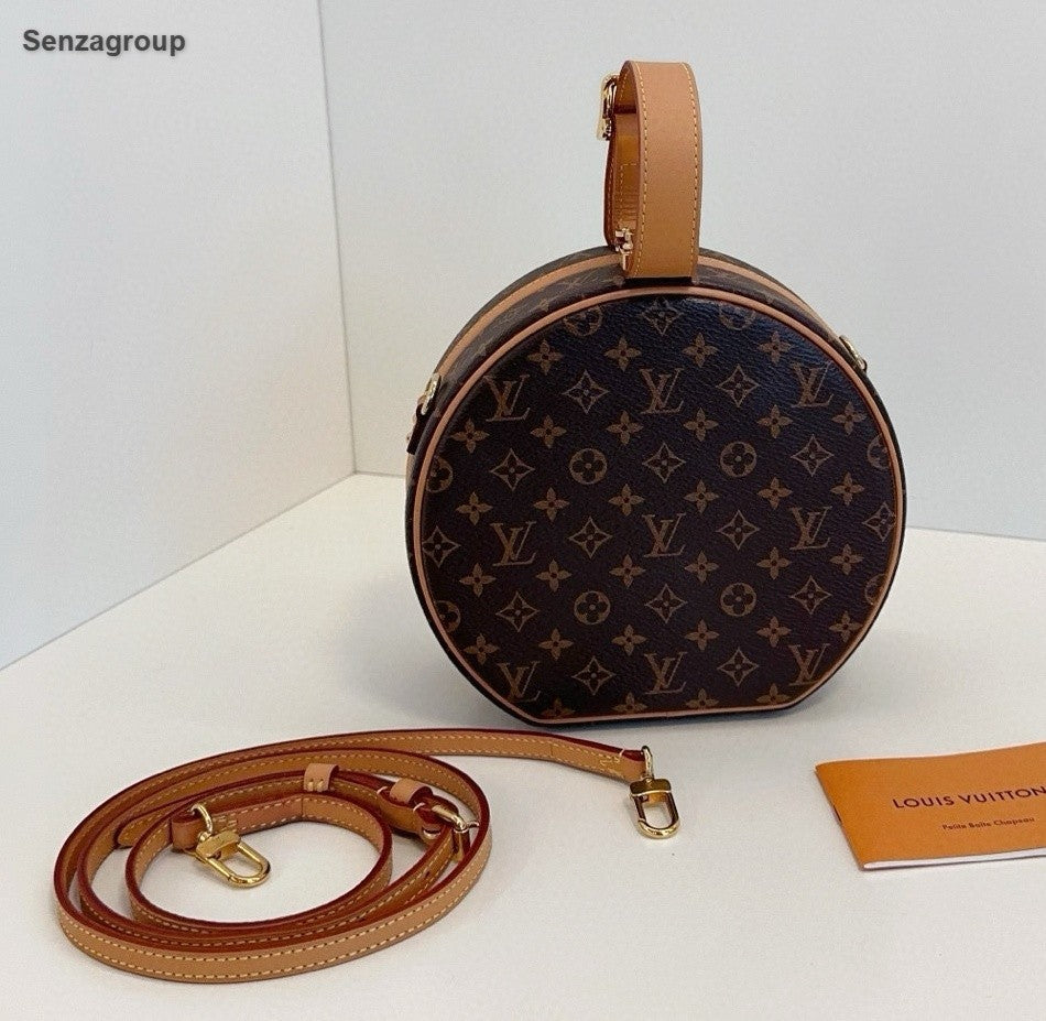 Louis Vuitton Petite Boite Chapeau Monogram Top Handle Crossbody Brown Women