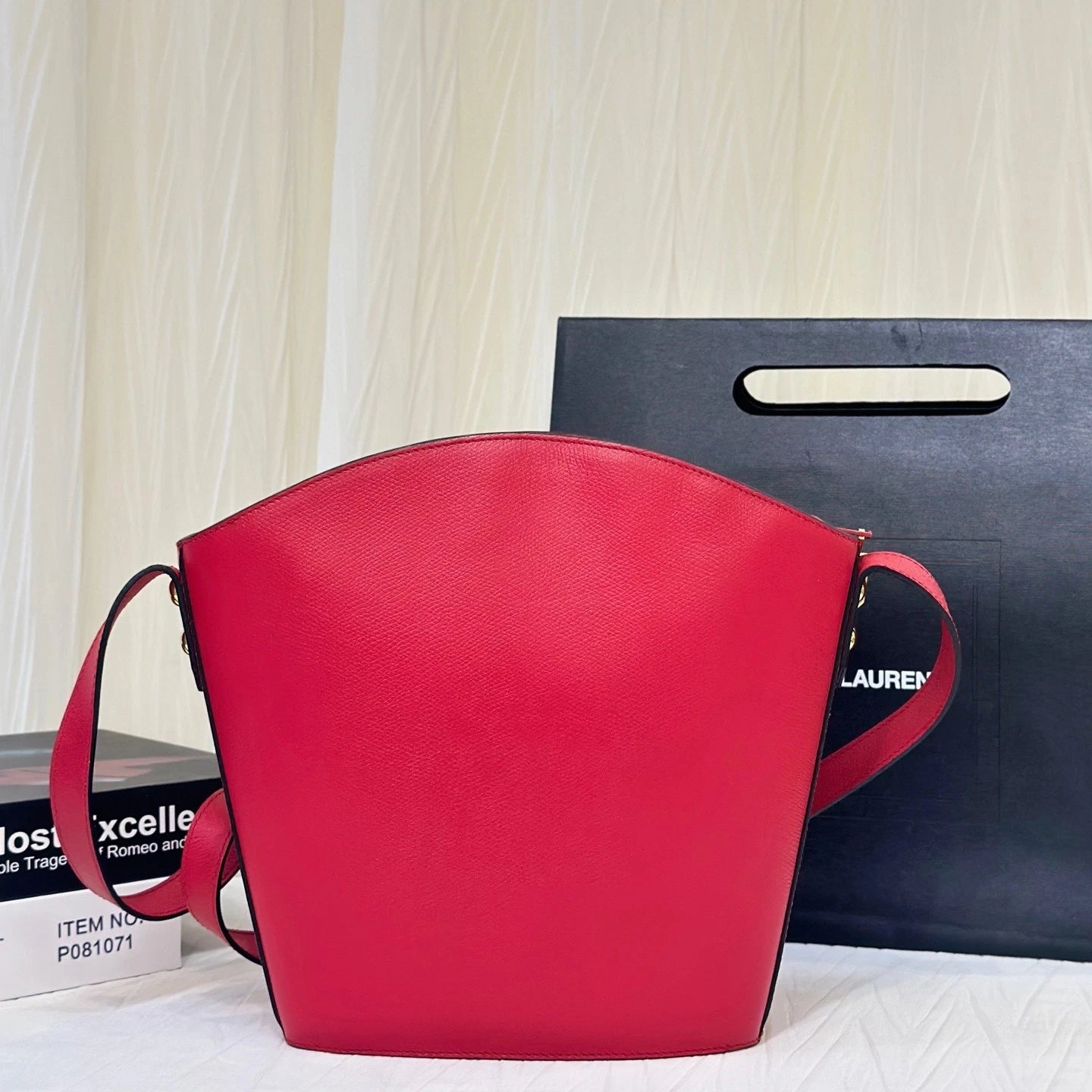 Saint Laurent Red Leather Rivet Flask Shoulder Crossbody For Women