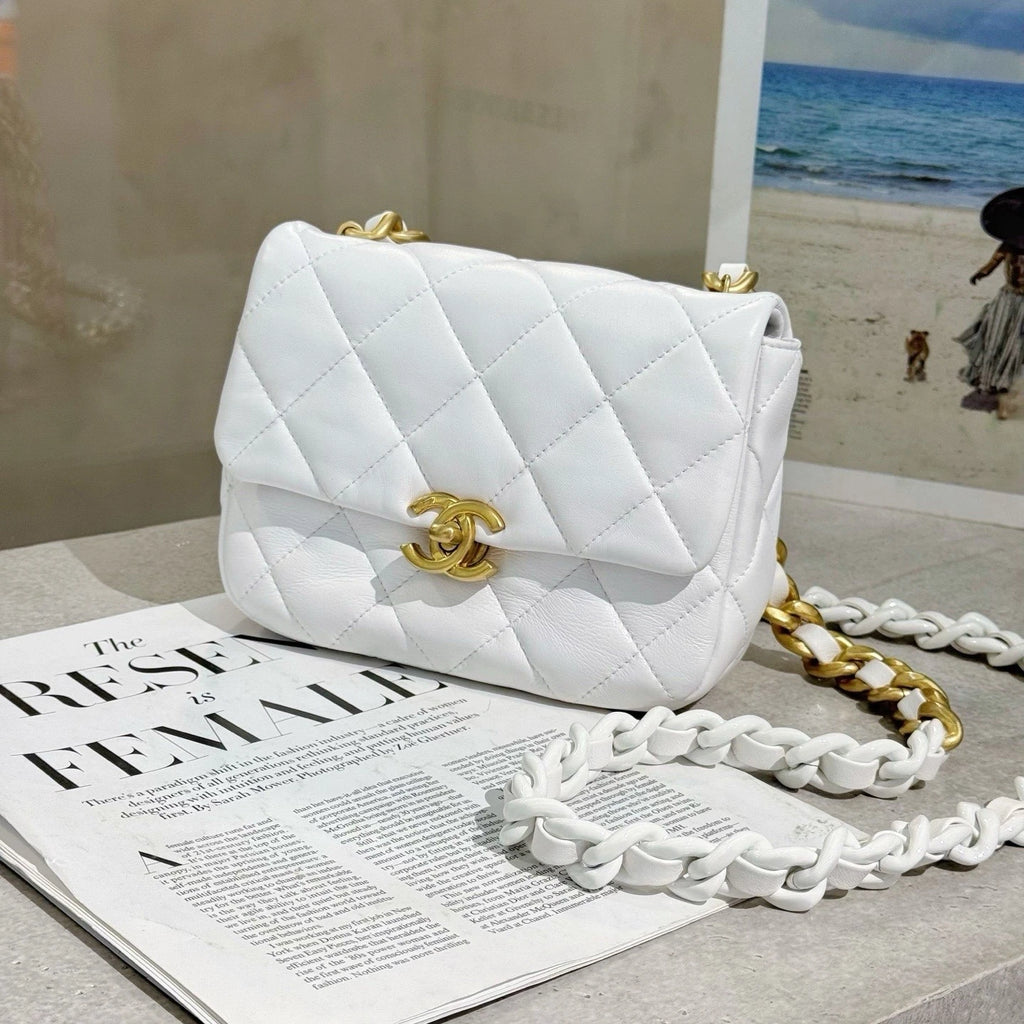 CHANEL White Mini Square Crossbody Bag For Women