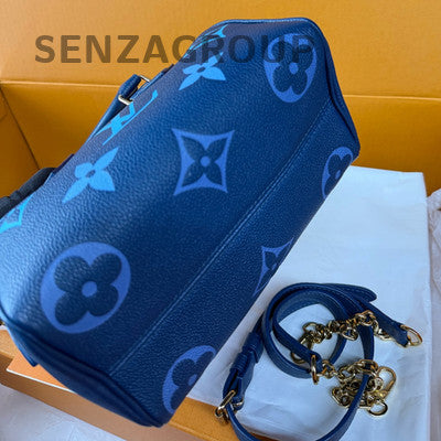 Louis Vuitton Speedy 20 Monogram Blue Gold Handbag Shoulder Bag Women Classic