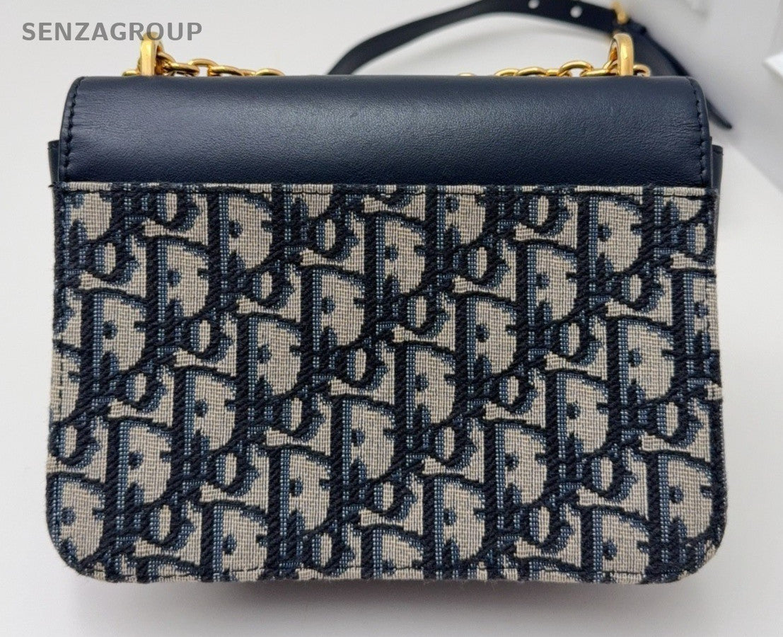 Christian Dior Miss maddy Oblique Chain Shoulder Bag Crossbody Blue Gold Women