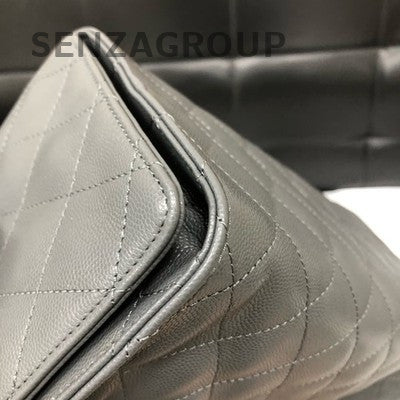 Chanel Classic Small Flap Bag Grey Gold Chain Shoulder Crossbody Women