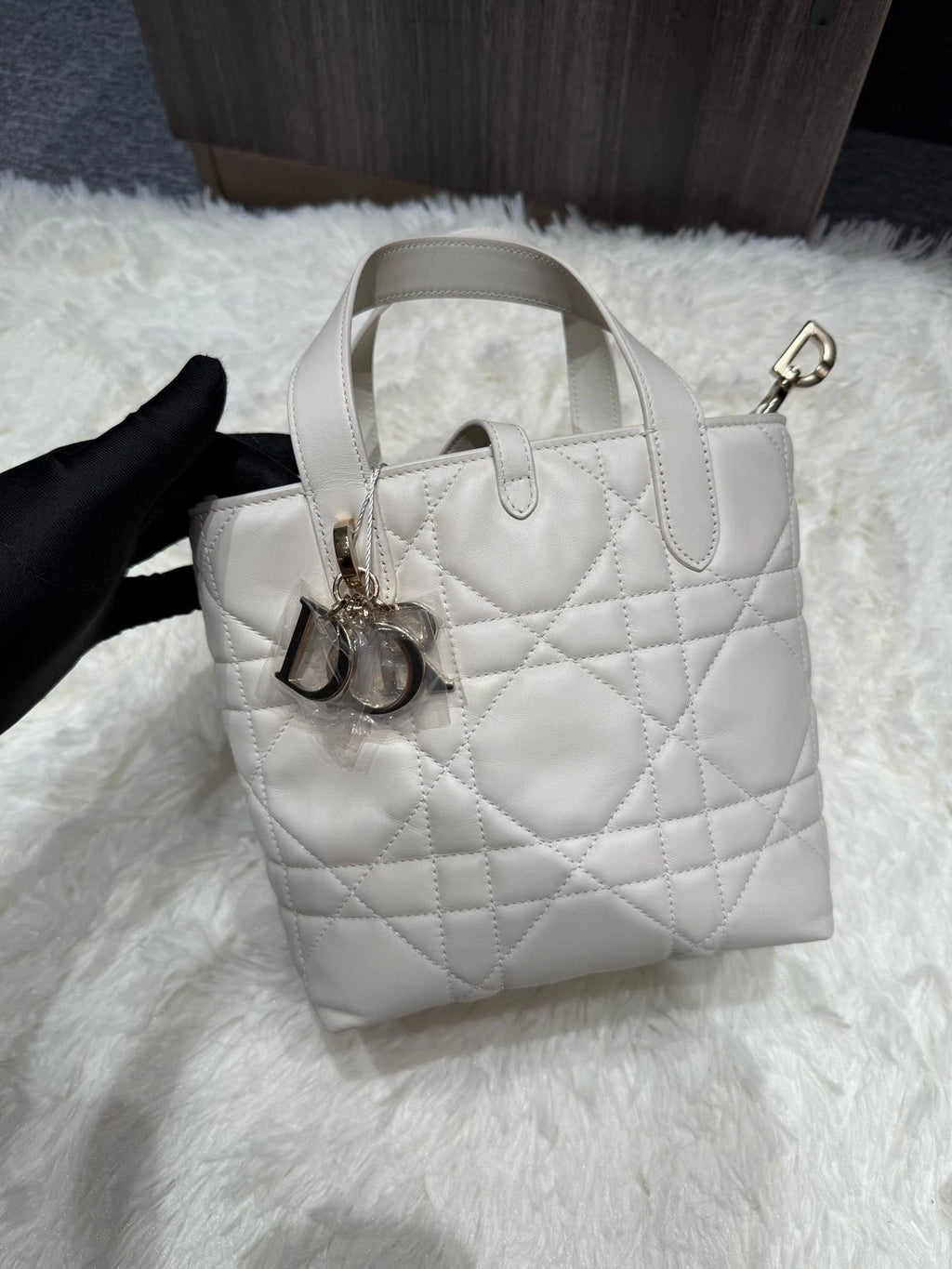 New Dior Toujours Small White Gold Leather Shoulder Bag For Women