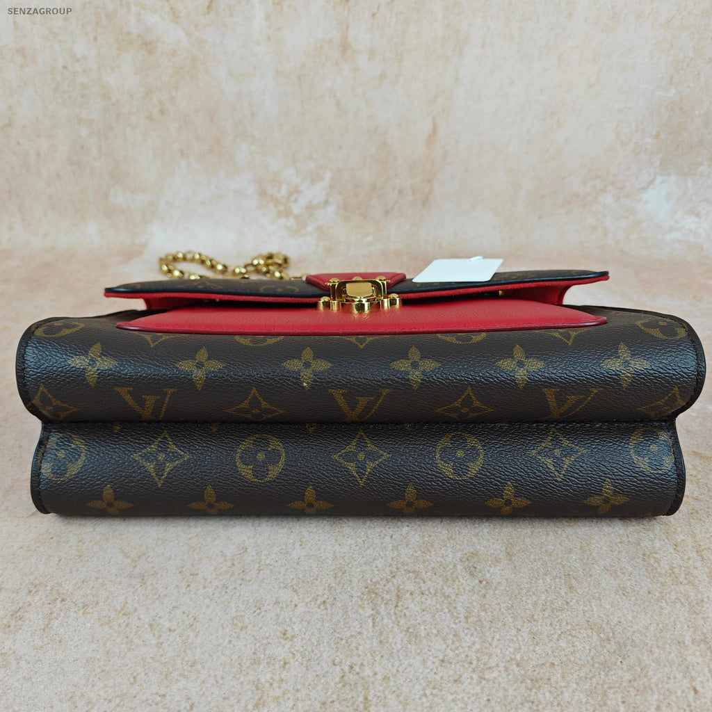Louis Vuitton Victoire Monogram Red Chain Shoulder Crossbody Bag Women Classic