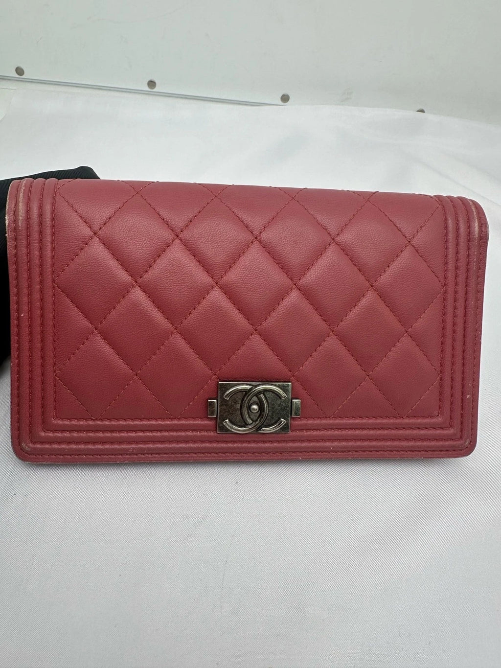 CHANEL LeBoy Leather Red Wallet For Women