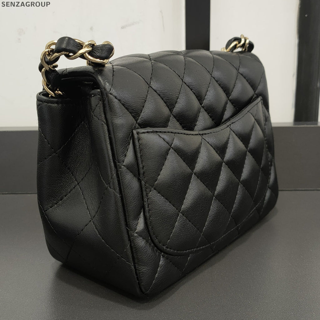 Chanel Classic Flap Black Gold Lambskin Quilted Shoulder Crossbody Bag