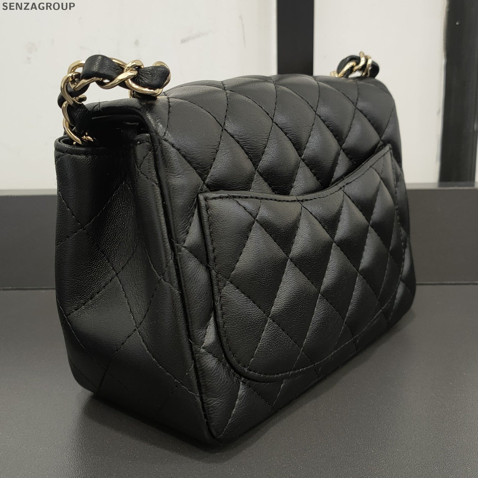 Chanel Classic Flap Black Gold Lambskin Quilted Shoulder Crossbody Bag