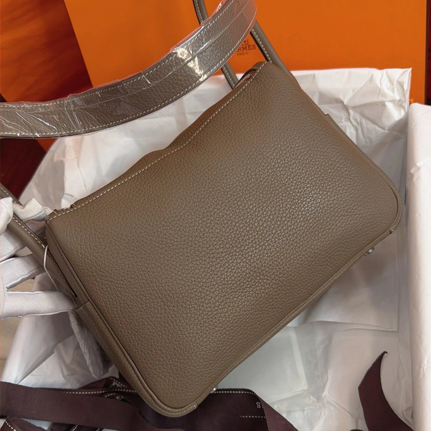 Hermes Lindy26 Top Handle Shoulder Bag Gray Silver Women Classic